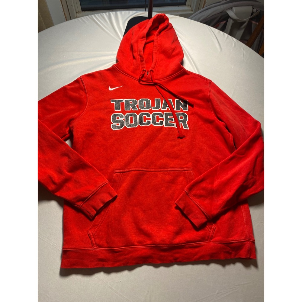 Nike Mens Trojan Soccer Hoodie Red Fleece Sweatshirt 835585-657 Medium